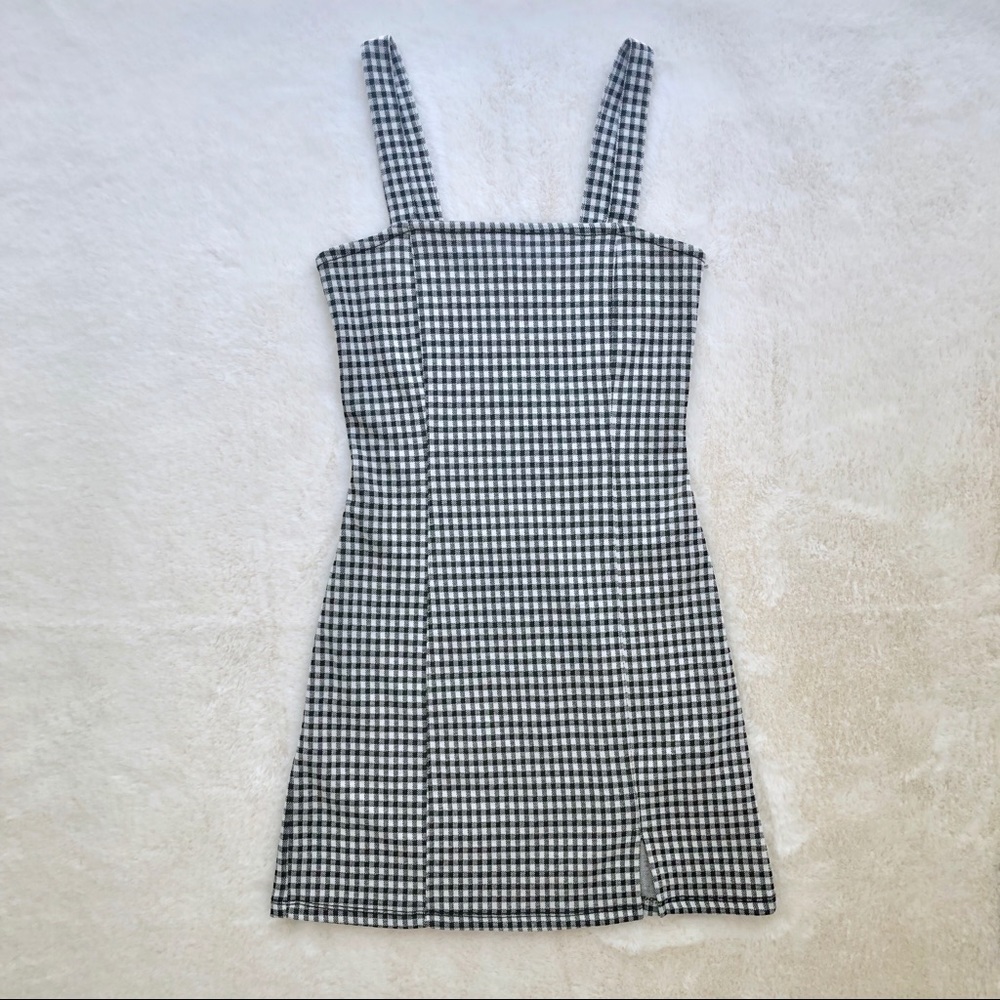 Bershka Black & White Gingham Mini Dress (X-Small)